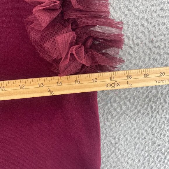 Arula Top Womens A US 14 16 Burgundy Sweater Knit Stretch Tulle Sleeve Cropped - Picture 7 of 9